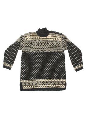 Vtg RALPH LAUREN COUNTRY Fair Isle Gray Silver Button Sweater Sz S Wool Silk 991